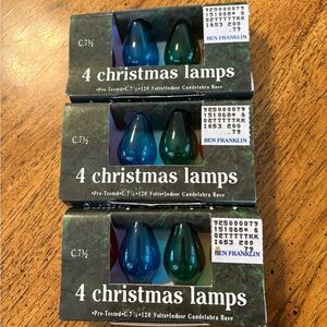 12 Christmas Lamps, C71/2, 120 volts, indoor, candelabra base, transparent bulbs